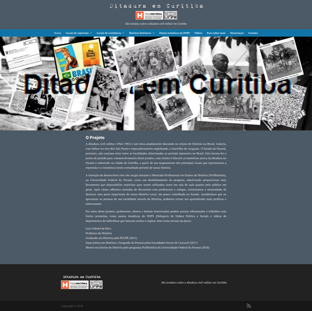 Ditadura Militar em Curitiba é tema de site desenvolvido por professor de História 1