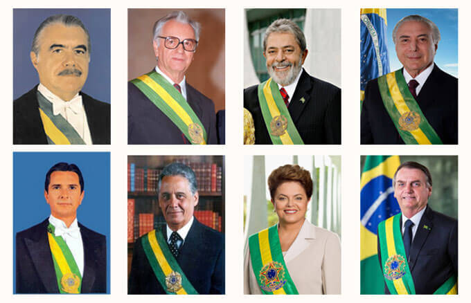 Todos os presidentes e presidenta da Nova República (1985-2019).