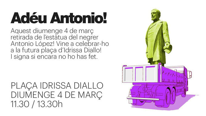 Anúncio no Twitter da retirada da estátua de Antonio López. Fonte: Twitter.