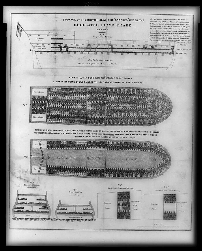 Navio de escravos britânico Brookes. Imagem: Library of Congress.