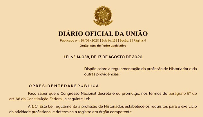 Derrotado, Bolsonaro promulga Lei que regulamenta a profissão de historiador 1