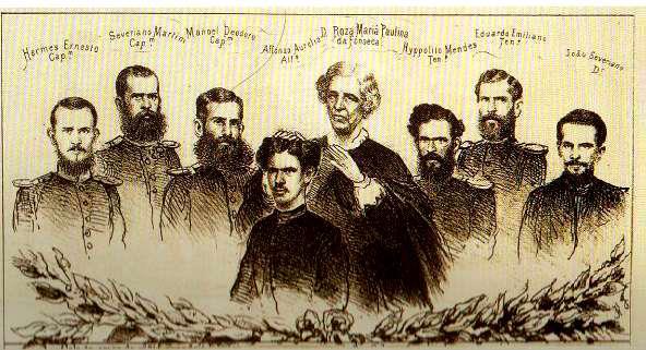 A Matriarca dos Fonseca e seus filhos como exemplo de mãe no esforço de guerra, publicado na "A Semana Illustrada" , em 20 de agosto de 1865.